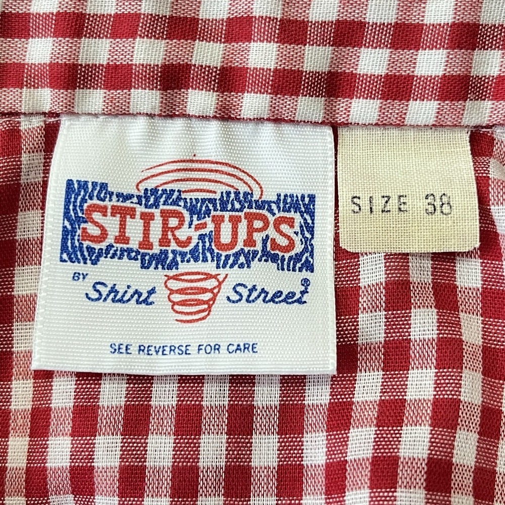 Vintage Stir-Ups Pearl Snap Shirt Mens S Red Gingham Cowboy Rodeo 60s Americana - Picture 7 of 7